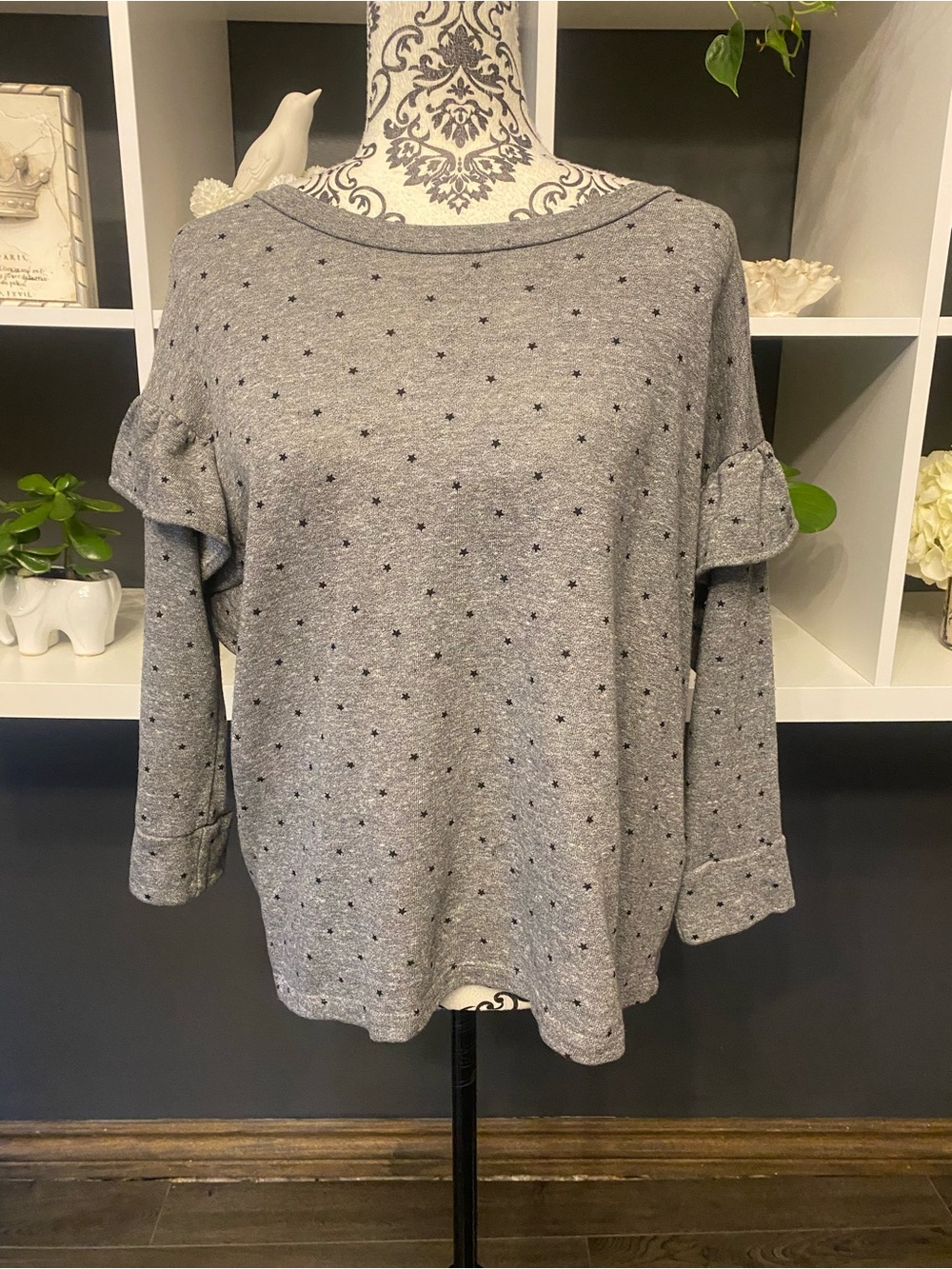 Current/Elliott Heather Gray Star-Print Sweater Size 0
